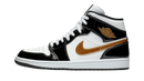Air Jordan 1 Mid Patent Black White Gold
